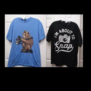 Two men's camera shirts